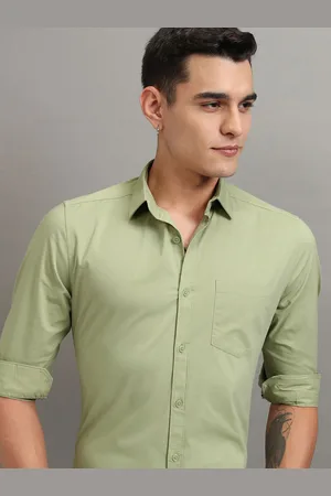 Highlander Men Olive Solid Formal Shirt