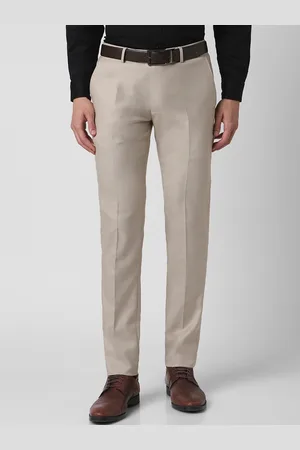 Peter England Men Textured Slim Fit Trousers