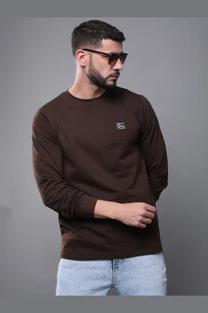 Difference of Opinion Men Solid Popcorn Structure Long Sleeve Crew Neck T-Shirt