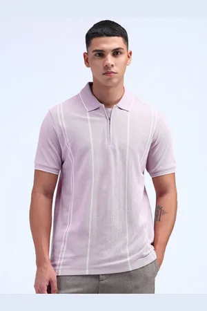 Flying Machine Men Varsity Striped Polo Collar T-shirt