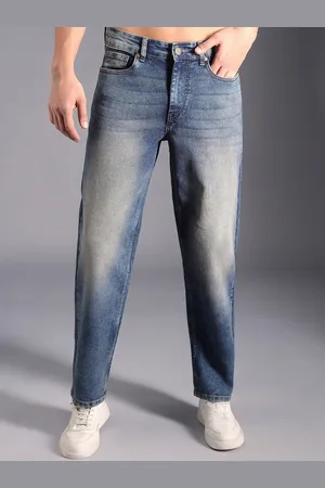 High Star Men Relaxed Tapered Fit Light Fade Cotton Jeans