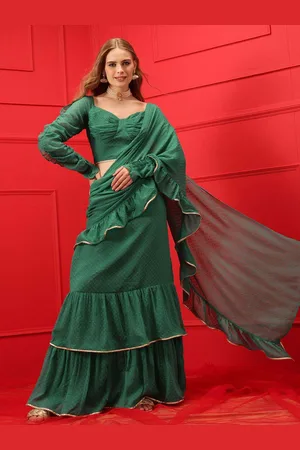 indo street Self Design Sweetheart Neck Top & Skirt