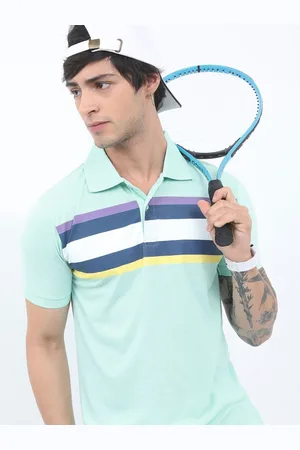 Highlander Men Striped Polo Collar T-shirt