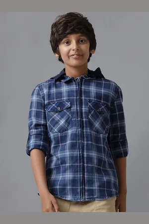 UNDER FOURTEEN ONLY Boys Hood Tartan Checked Cotton Casual Shirt