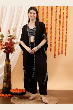 indo street Embroidered Top & Shrug With Palazzos Co-Ords
