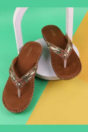 Metro Women Embellished Open Toe Flats