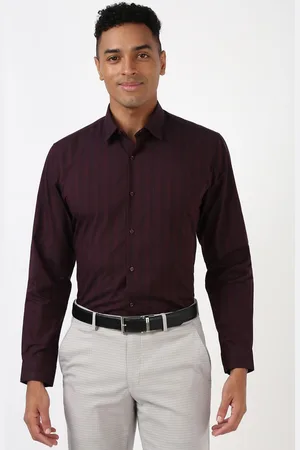 Peter England Men Spread Collar Striped Polycotton Slim Fit Formal Shirt