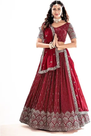 SHOPGARB Embroidered Sequinned Semi Stitched Lehenga & Unstitched Blouse With Dupatta