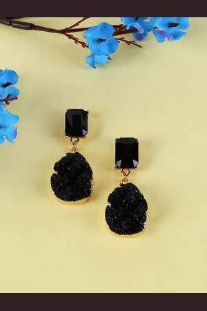 Jewelz Gold-Plated Stones Studded Drop Earrings