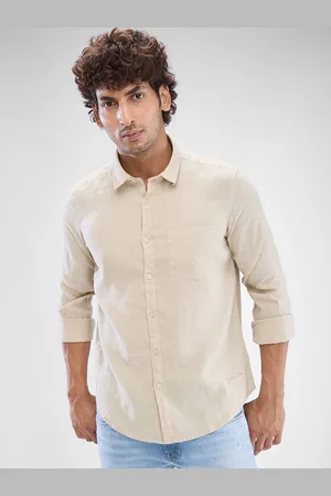 SPYKAR Men Slim Fit Opaque Solid Spread Collar Casual Shirt