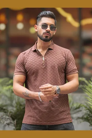 Maniac Men Solid Polo Collar Cotton Slim Fit T-shirt