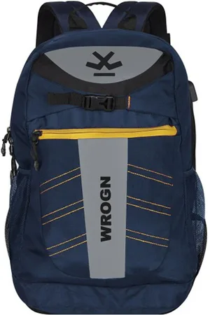 WROGN Unisex Navy Blue Backpack with Reflective Strip