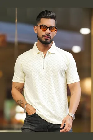 Maniac Men Solid Polo Collar Cotton Slim Fit T-shirt