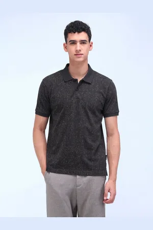 Flying Machine Men Floral Printed Polo Collar Cotton T-shirt