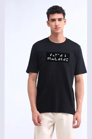 Flying Machine Men Typography Printed Round Neck Cotton T-shirt
