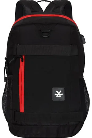 WROGN Unisex Black & Red Backpack with Reflective Strip