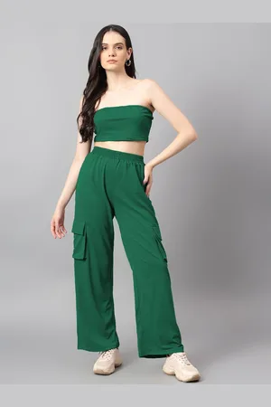 KOTTY Green Off-Shoulder Top With Trouser