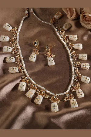 Veni 18KT Gold-Plated Kundan-Studded & Pearls Beaded Jewellery Set
