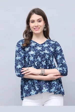 Rajnandini Floral Print Cotton Peplum Top