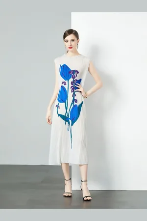 JC Collection Women Print Off-Shoulder A-Line Midi Dress