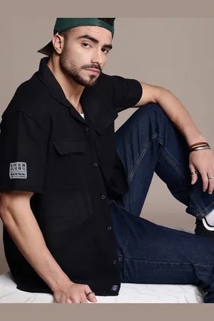 Roadster The Life Co. Pure Cotton Relaxed Fit Semi Sheer Knitted Shirt