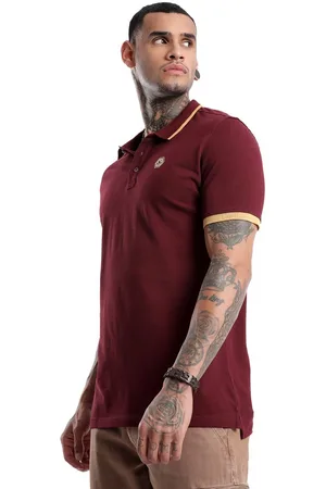 WROGN Men Solid Polo Collar Pure Cotton Slim Fit T-shirt