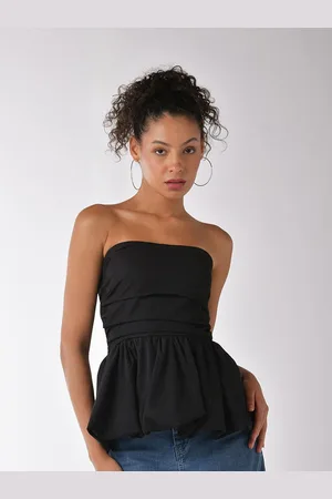 IZF Off-Shoulder Tube Bubble Hem Top