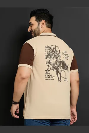 Bigbanana Plus Size Printed Polo Collar Cotton Bio Finish T-shirt