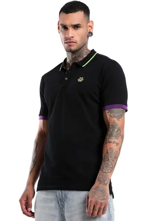 WROGN Men Solid Polo Collar Pure Cotton Slim Fit T-shirt