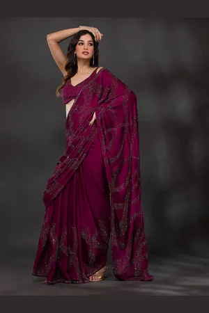 Trendmalls Embellished Beads and Stones Heavy Work Saree