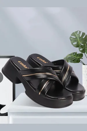 COLO Women Solid Open Toe Platform Heel Sandals