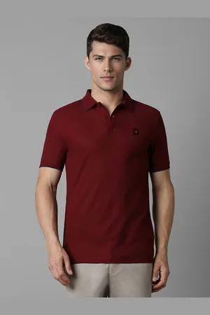 Louis Philippe Men Solid Polo Collar Cotton Slim Fit T-shirt