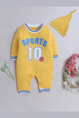 BUMZEE Infant Boys Varsity Printed Cotton Romper