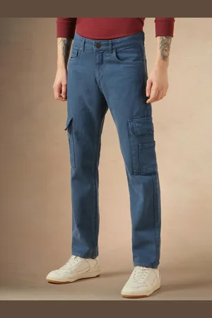 Dennis Lingo Men Relaxed Fit Mid-Rise Clean Look Cotton Cargo Jeans