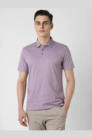 V Dot Men Solid Polo Collar Cotton Slim Fit T-shirt