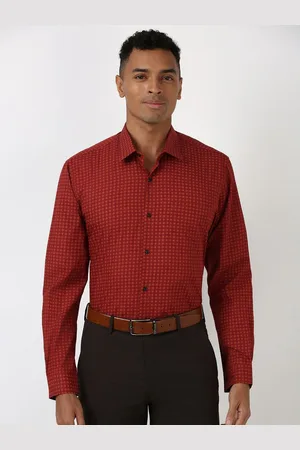 Peter England Men Spread Collar Micro Ditsy Printed Cotton Formal Shirt