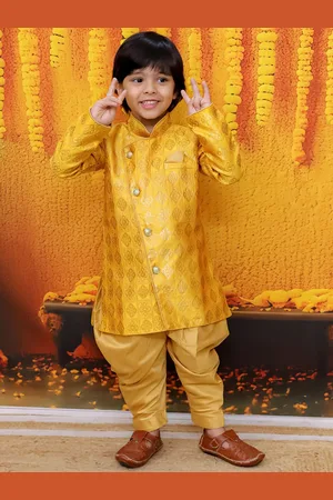 BownBee Boys Self-Design Sherwani Set