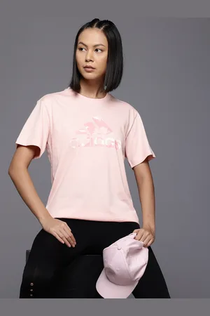 adidas Women Brand Logo Printed Pure Cotton Camo T-shirt