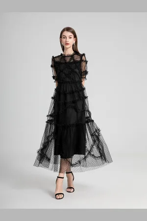 JC Collection Women Mock Neck Puff Sleeve Maxi Dress