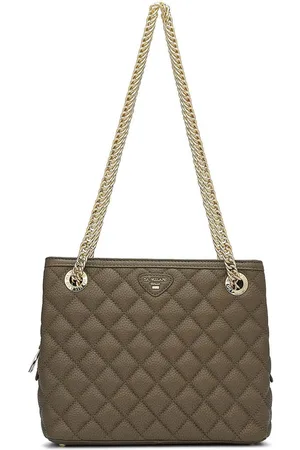 Da Milano Textured Leather Structured Shoulder Bag with Quilted