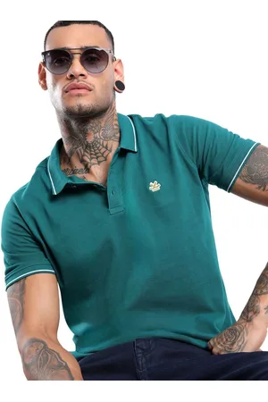 WROGN Men Graphic Printed Polo Collar Pure Cotton Slim Fit T-shirt