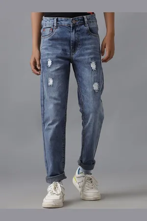 UNDER FOURTEEN ONLY Boys Slim Fit Mildly Distressed Light Fade Jeans
