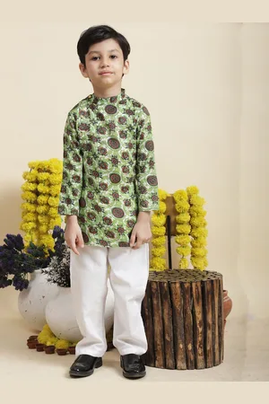 Cutiekins Boys Ethnic Motifs Printed Pure Cotton Kurta with Pyjamas