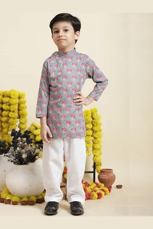 Cutiekins Boys Ethnic Motifs Printed Pure Cotton Kurta with Pyjamas