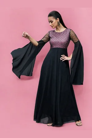 DressBerry Women Relaxed Fit Maxi Georgette & Sequins Dress