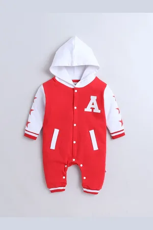 BUMZEE Infant Boys Typography Printed Cotton Rompers