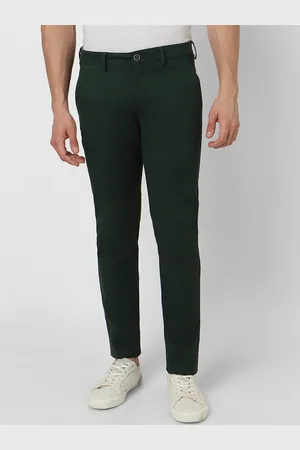 Peter England Men Green Slim Fit Trousers