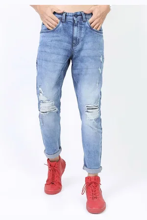 LocoMotive Men Tapered Fit Highly Distressed Heavy Fade Stretchable Jeans