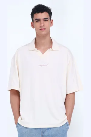Flying Machine Men Solid Polo Collar Cotton Oversized T-shirt
