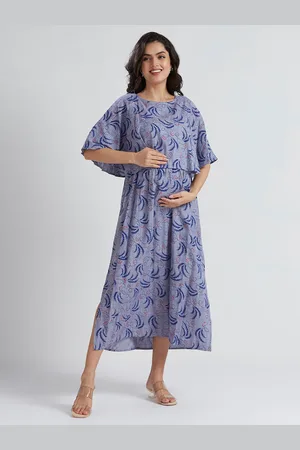 DUMMY SHAPE Women Maternity Maxi Dress With Attached Feeding Cape Cover